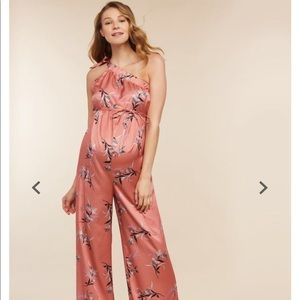 Maternity pink floral jumpsuit